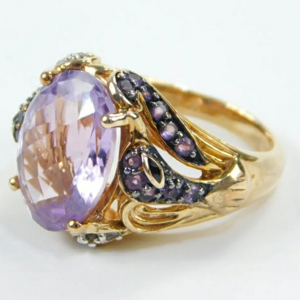 Host Pick Amazing Victoria Wieck Rose De France Amethyst swan Ring Rare - Picture 5 of 11